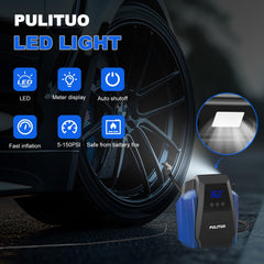 PULITUO LED light illuminating valve area for safe nighttime tire inflation