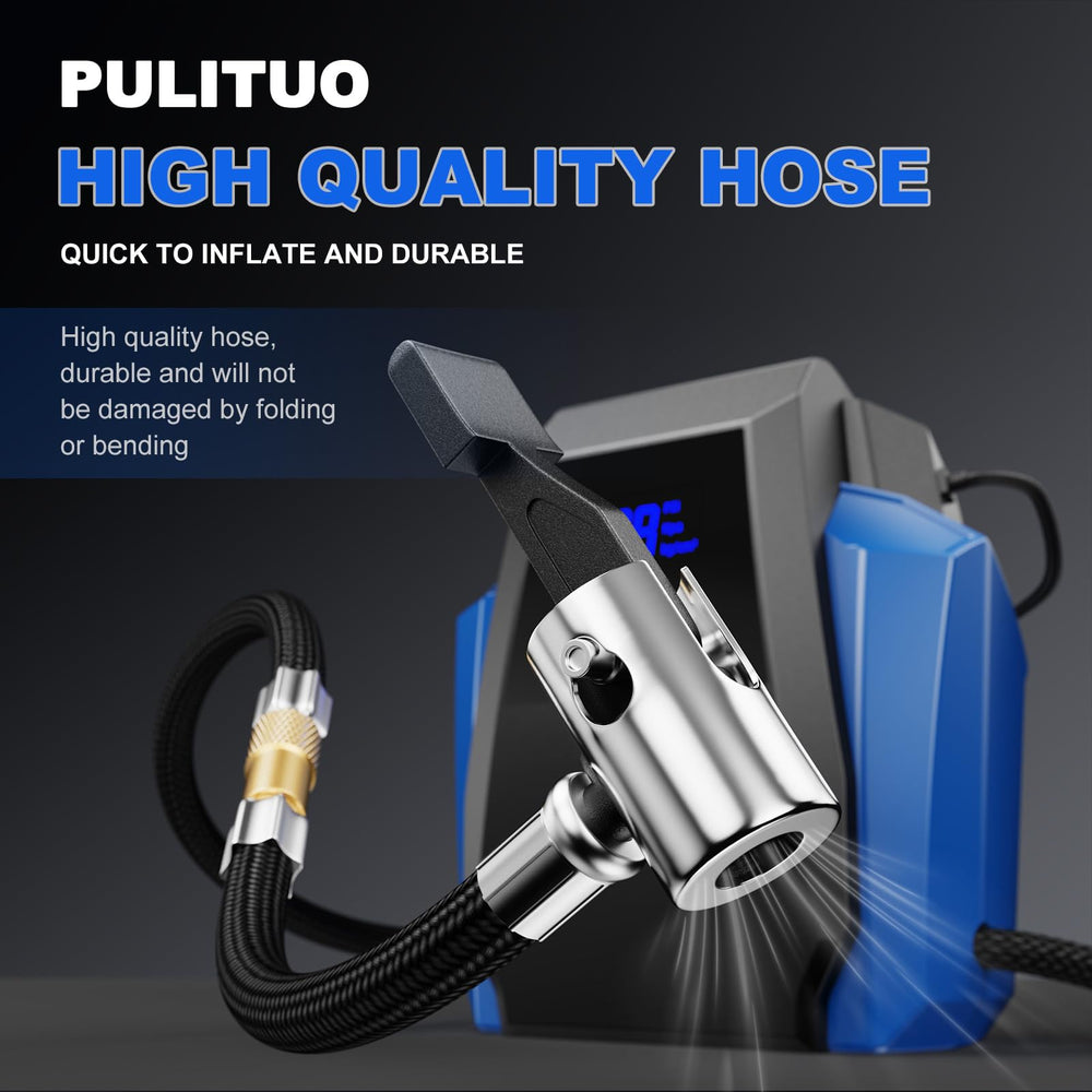 PULITUO long 10ft power cord plugged into car 12V outlet for convenient reach