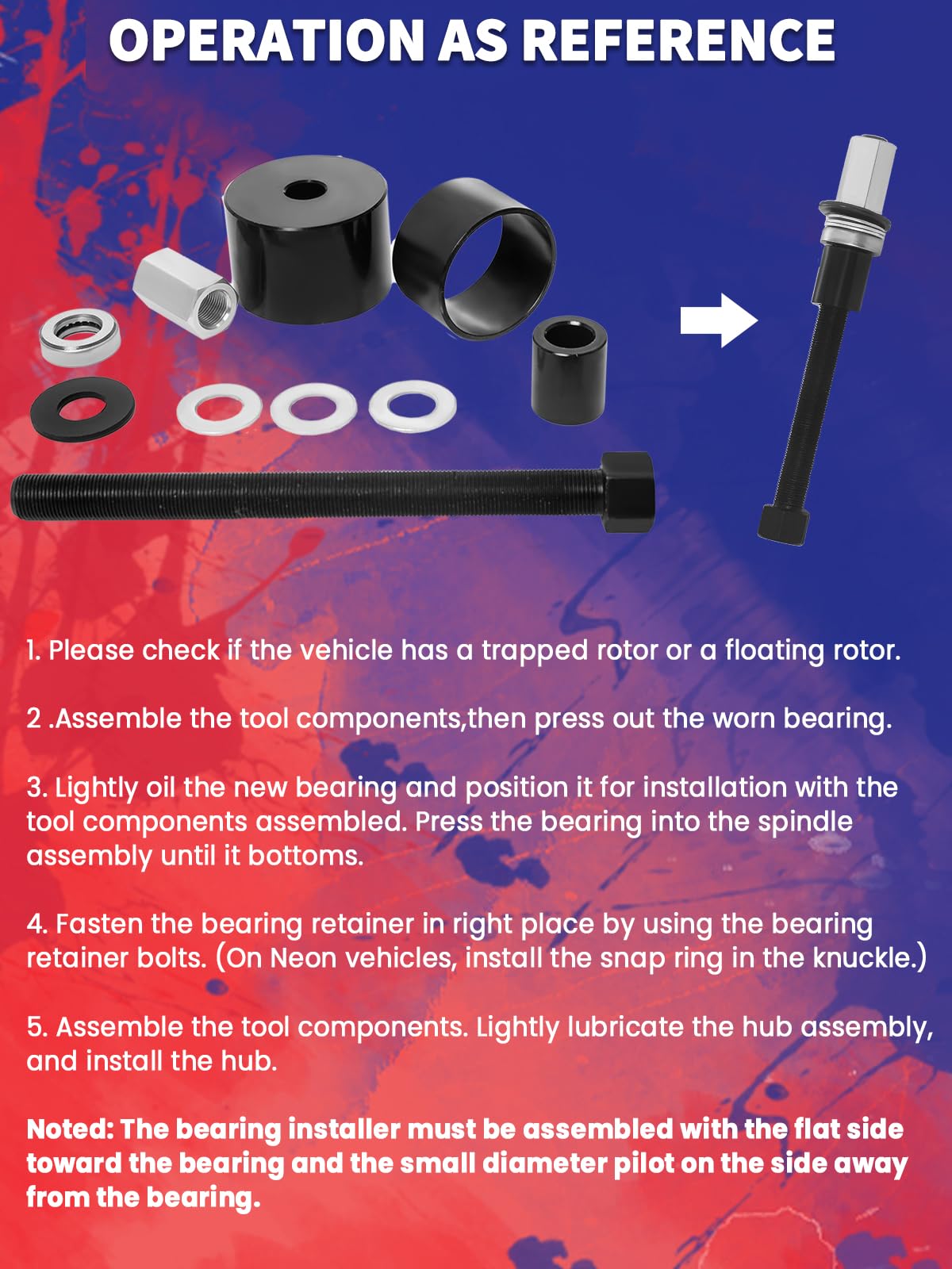 Punmew tool in use pressing a wheel bearing to prevent damage