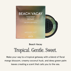 Pura Beach Vacay refill detail displaying bottle shape and insertion tip for hassle-free swap