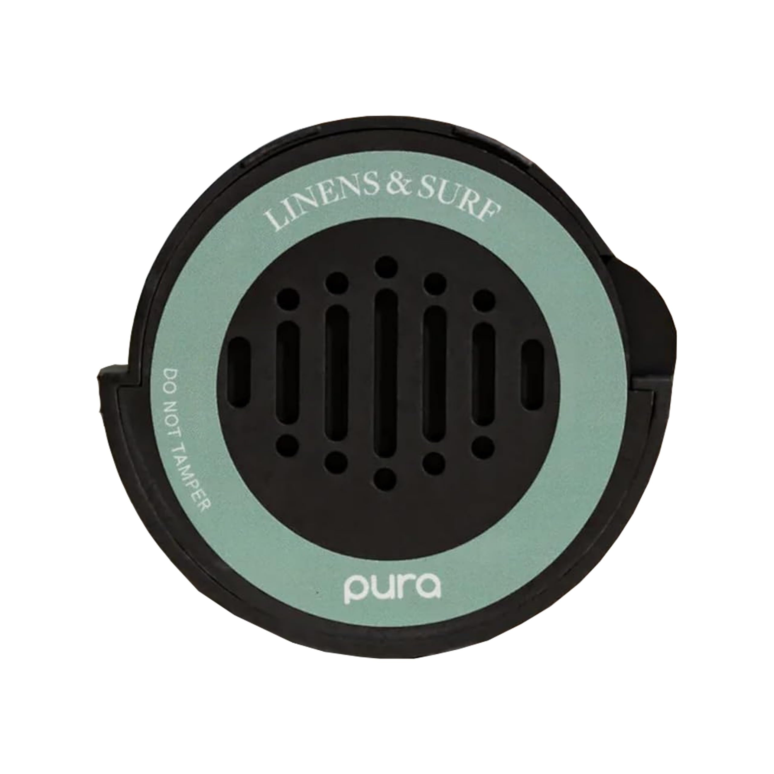 Pura Linens & Surf front packaging showing refill benefits