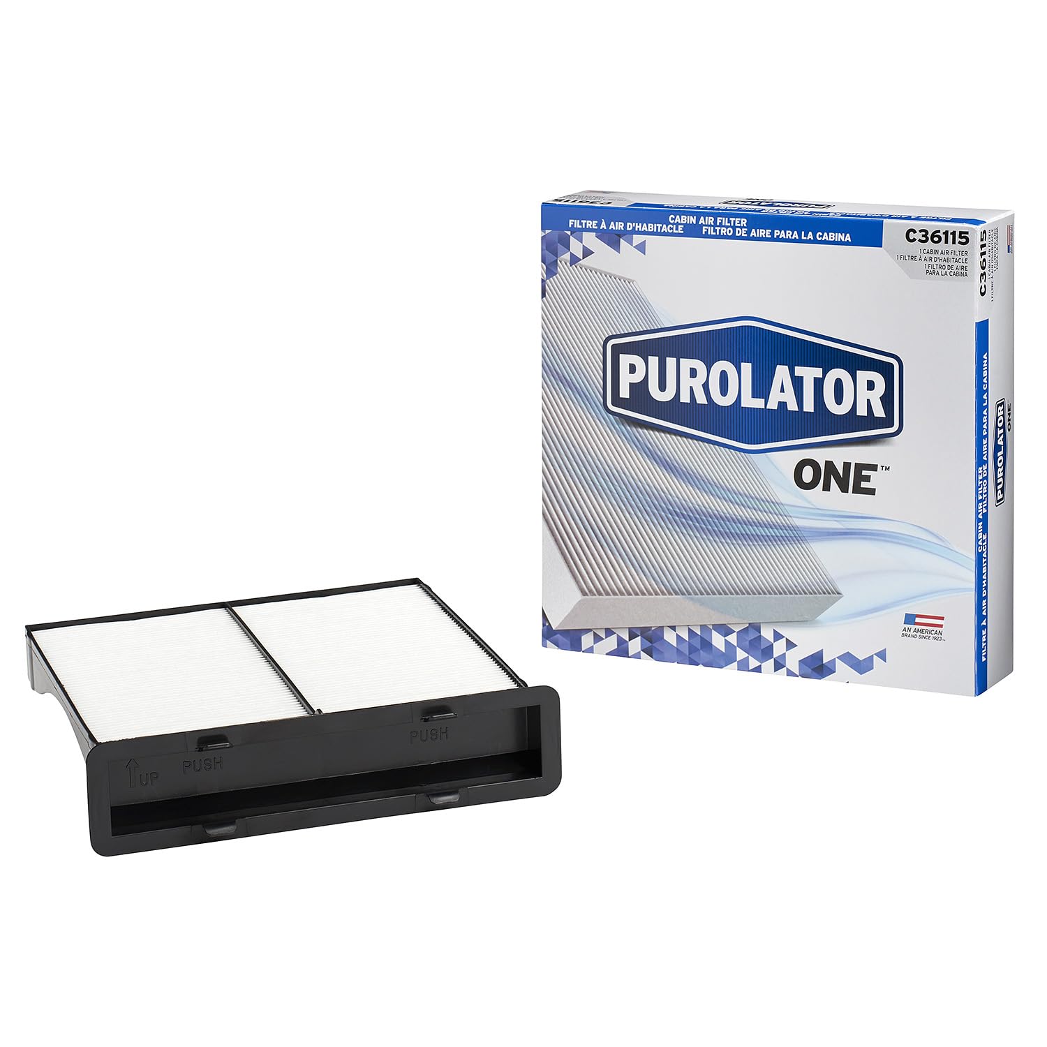 Purolator C36115 front packaging showing brand and fitment benefit
