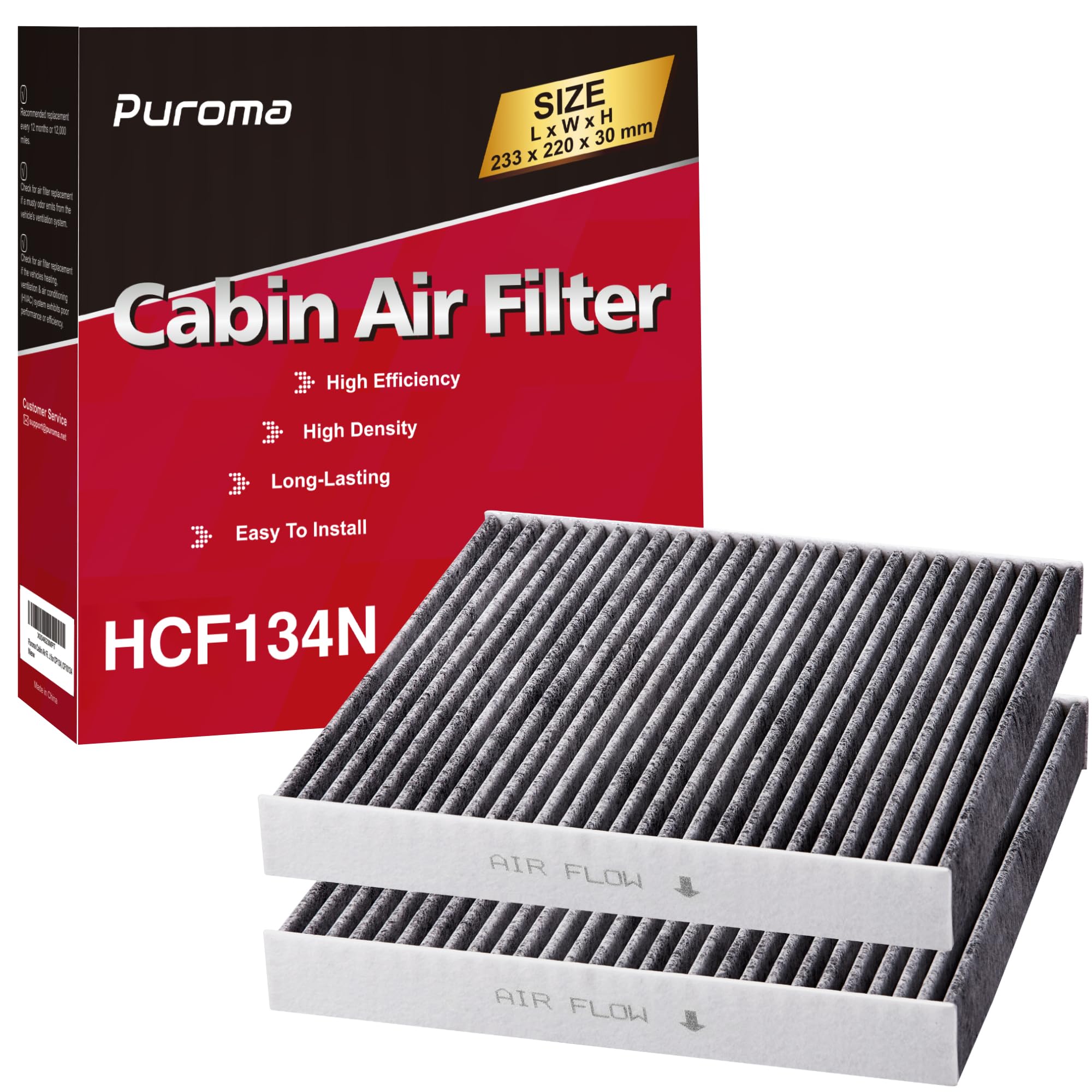 Puroma front packaging CP134 CF10134 showing fitment and benefits