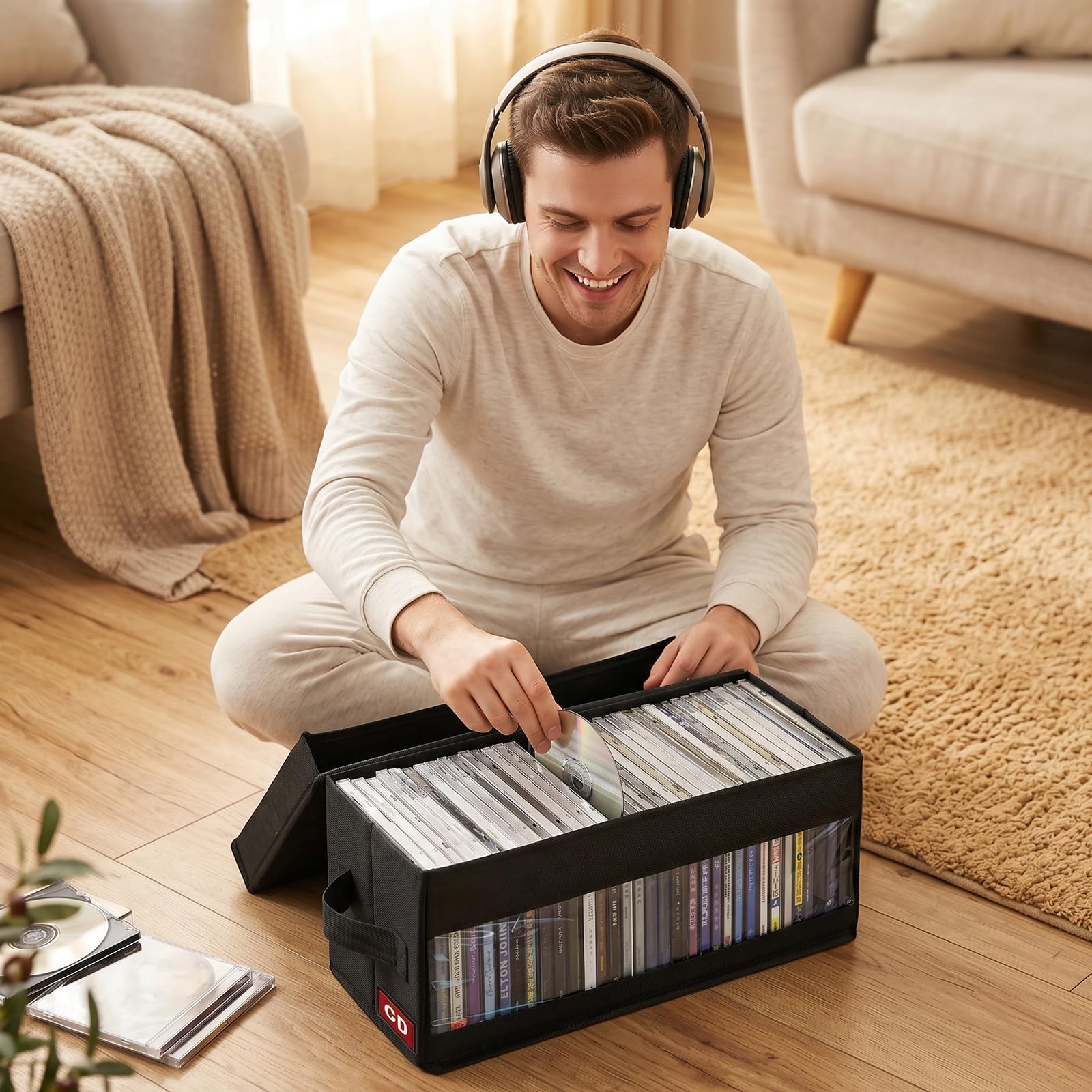 PUTNATRUE boxes in a living room showing tidy organization and aesthetic fit