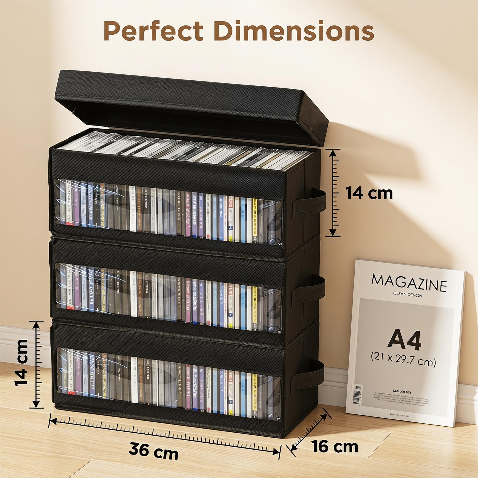PUTNATRUE stacked boxes on a shelf demonstrating space-saving vertical storage