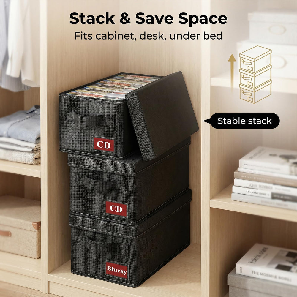 PUTNATRUE stacked boxes on shelf demonstrating space-saving stability