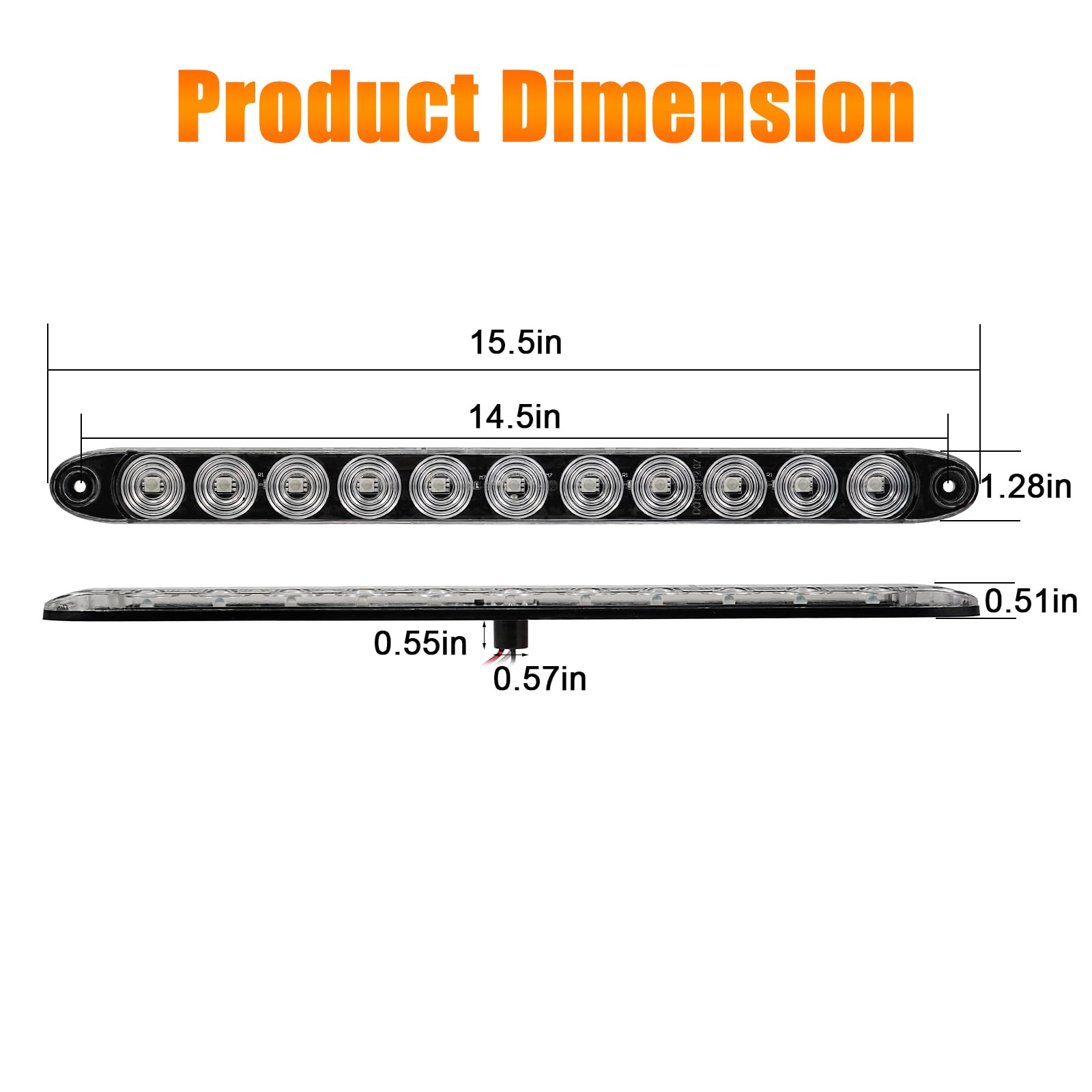 PVerandio LED bar beside ruler showing exact 15.5 inch length for fitment planning