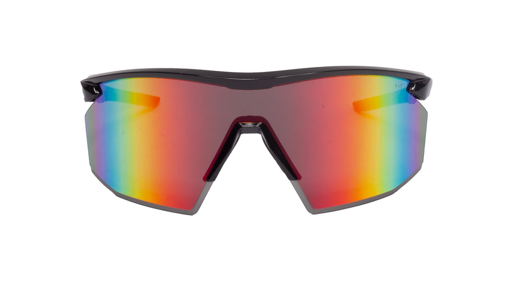 Pyramex SB11295ST close-up of mirrored lens highlighting anti-glare and clear vision benefit