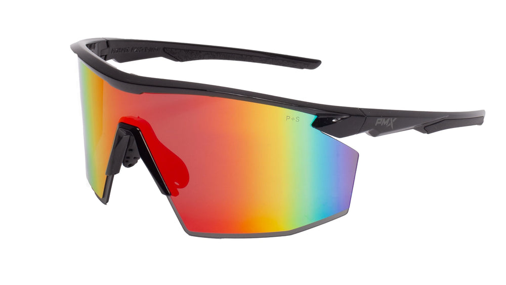 Pyramex SB11295ST front view showing mirrored panoramic lens and full-face protection benefit