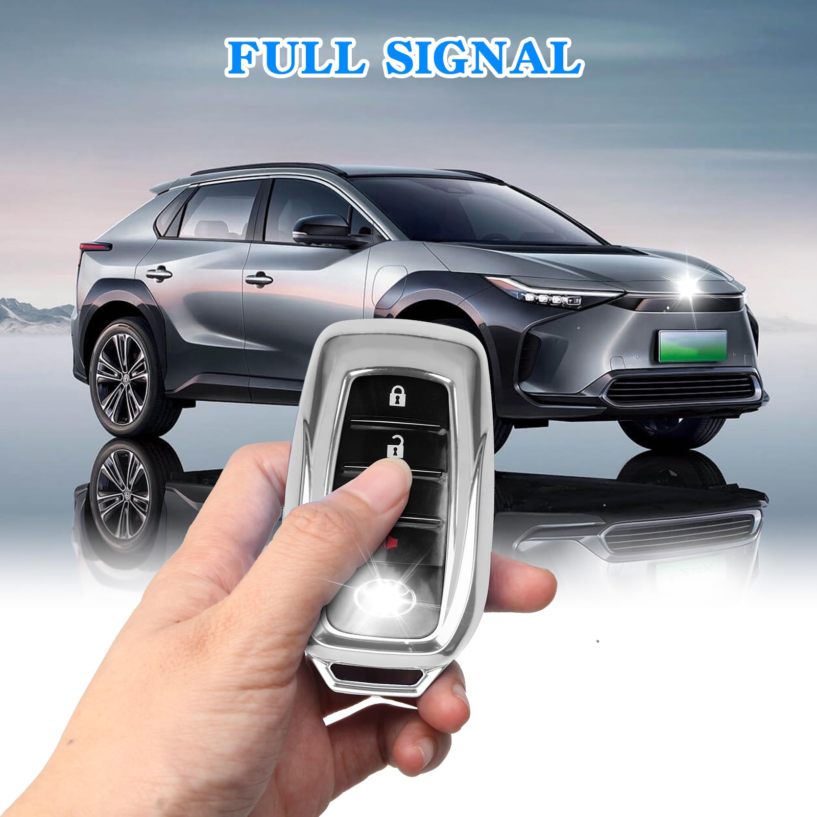 QBUC key cover held in hand showing compact size and ergonomic fit