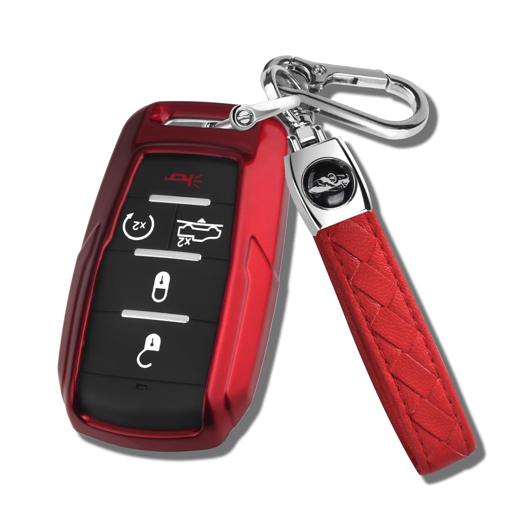 QBUC red key fob front view showing button access and sleek look