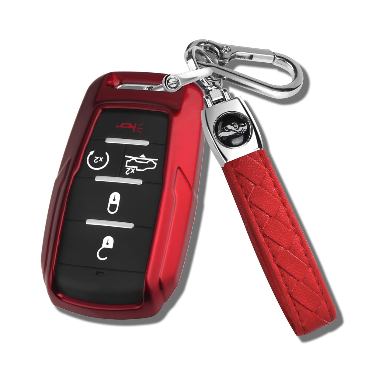 QBUC red key fob front view showing button access and sleek look