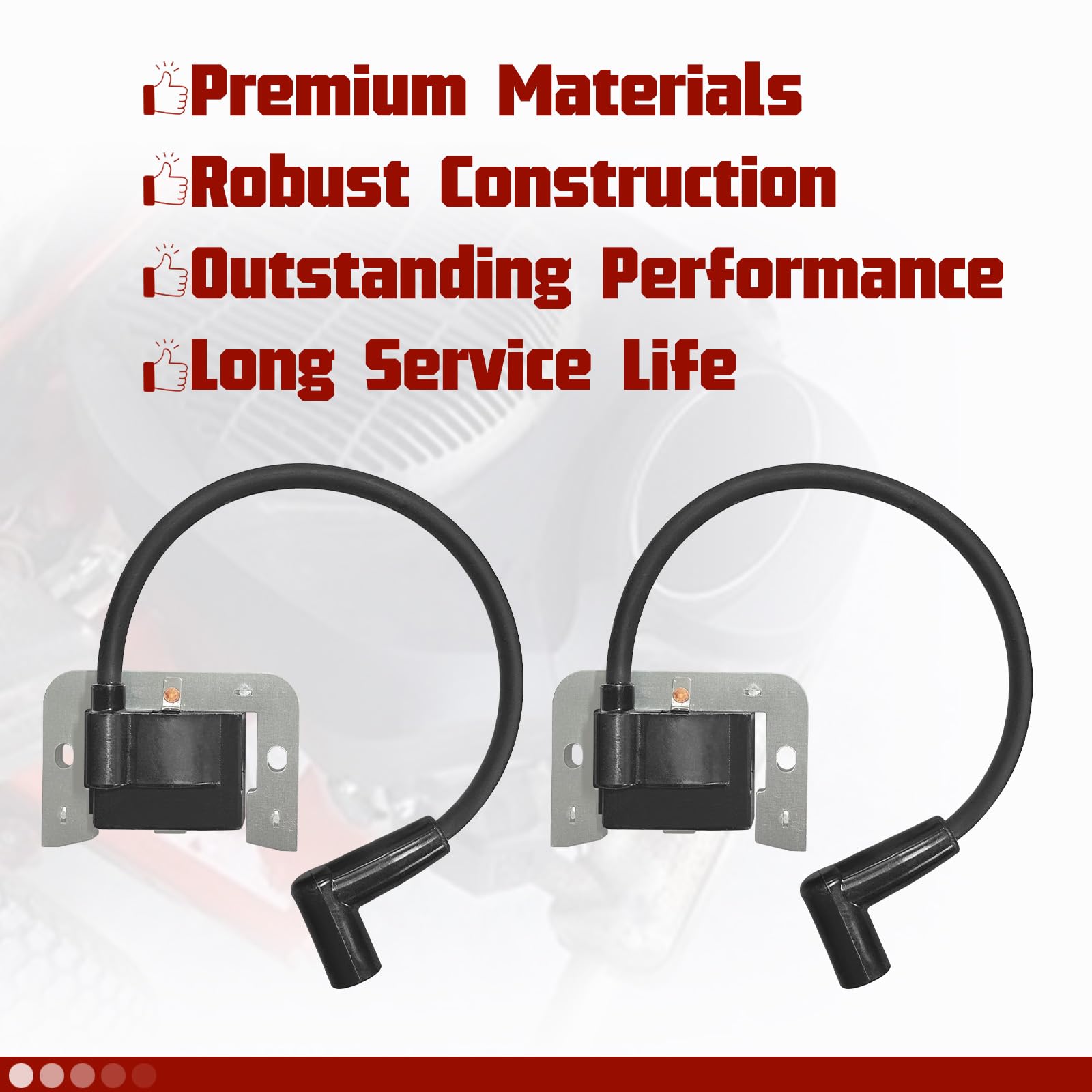 QFISH ignition coil side profile showing compact design benefit: space-saving installation
