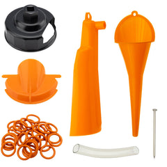 QHDSGZS kit front layout showing tools and funnels for clean oil changes