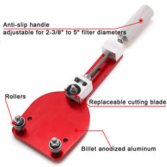 QHHR 77750 side profile mounted on filter demonstrating safe, stable cutting