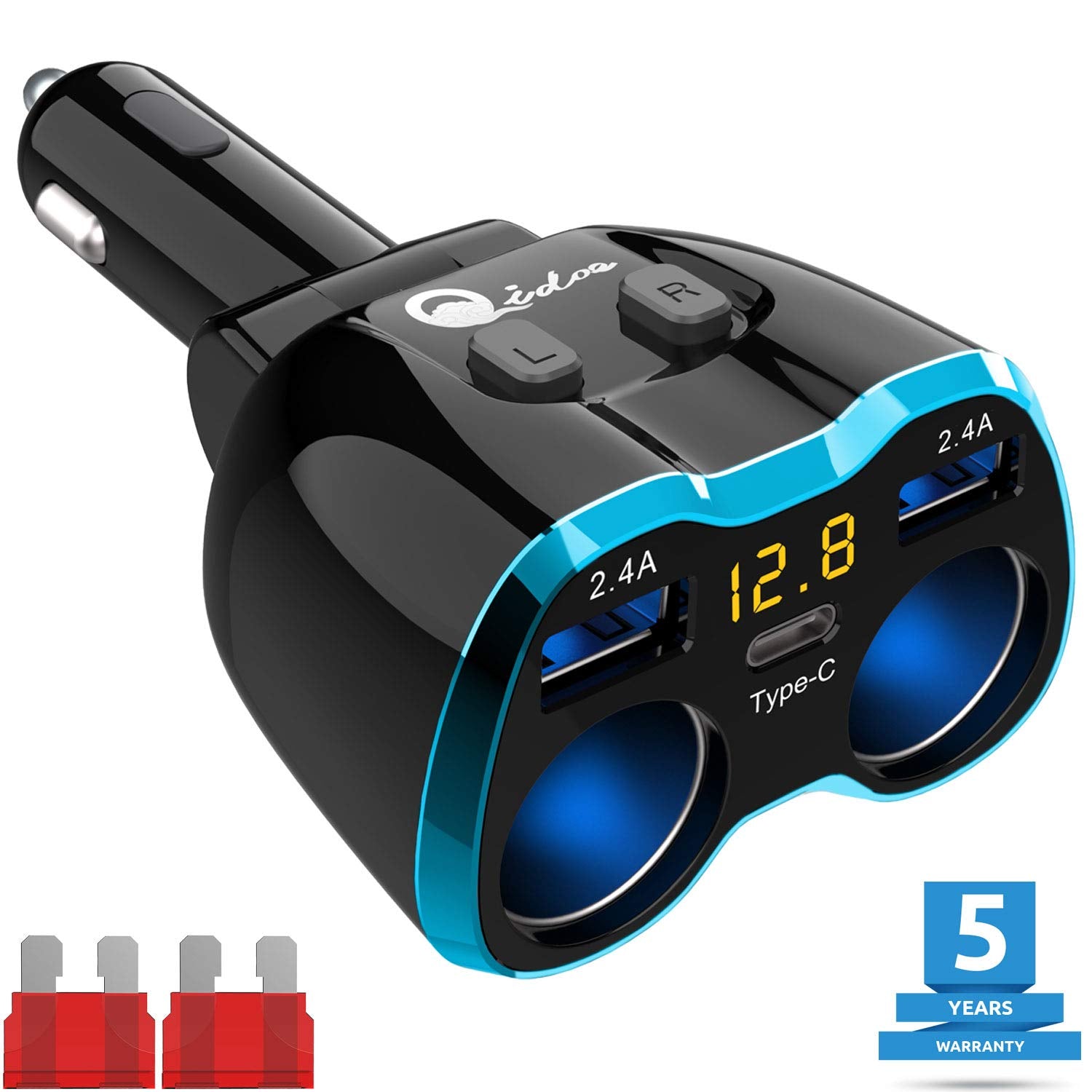 Qidoe retail packaging with two spare fuses for replacement readiness