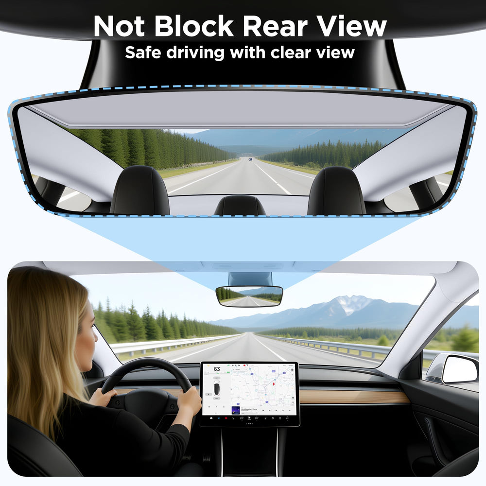 QINQINTU blocking glare from glass roof showing improved interior comfort
