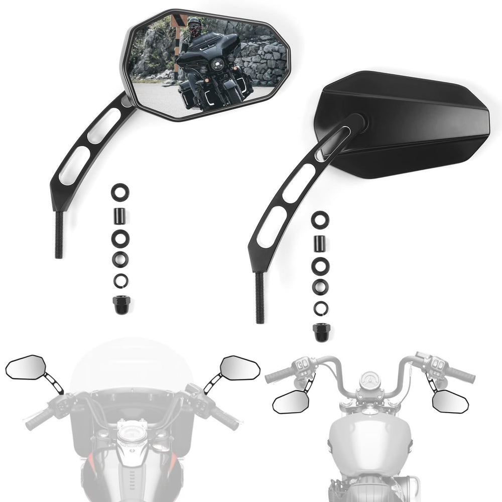 QIONGWEN mirrors on motorcycle in motion showing improved sightlines and rider confidence