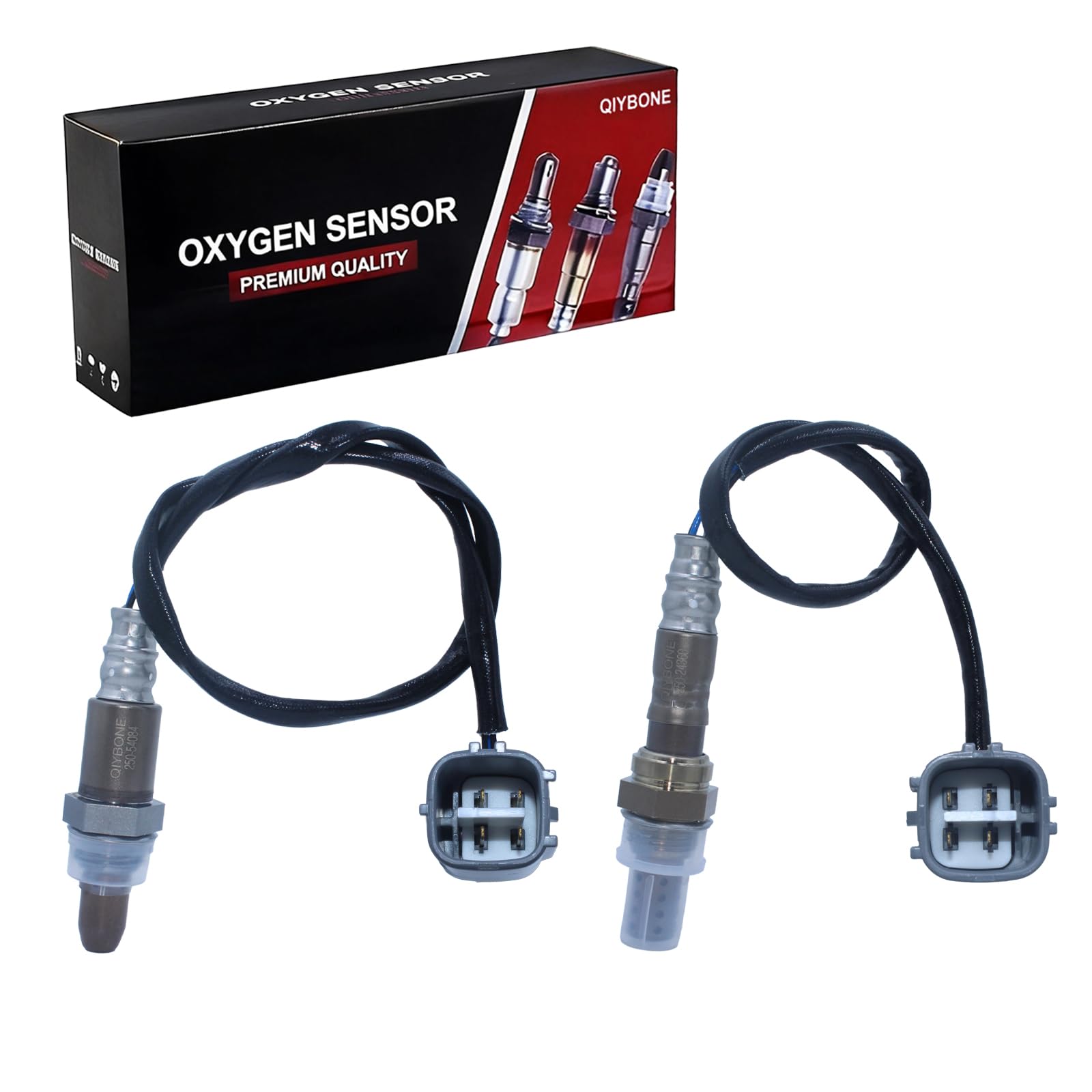 QIYBONE front packaging showing both oxygen sensors and labels improving replacement confidence