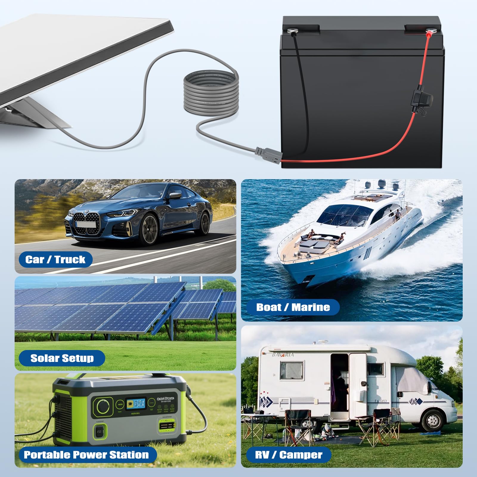 QKJCE product packaging with cable and fuse, shows included components and readiness