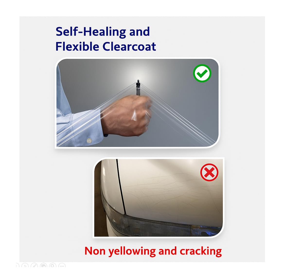 QLim film self-healing demo under heat showing scratch reduction and restored appearance