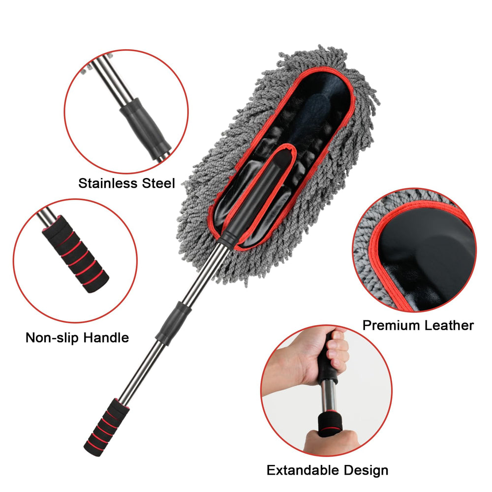 QLTUDN small handheld duster used on dashboard for fast interior tidy-up