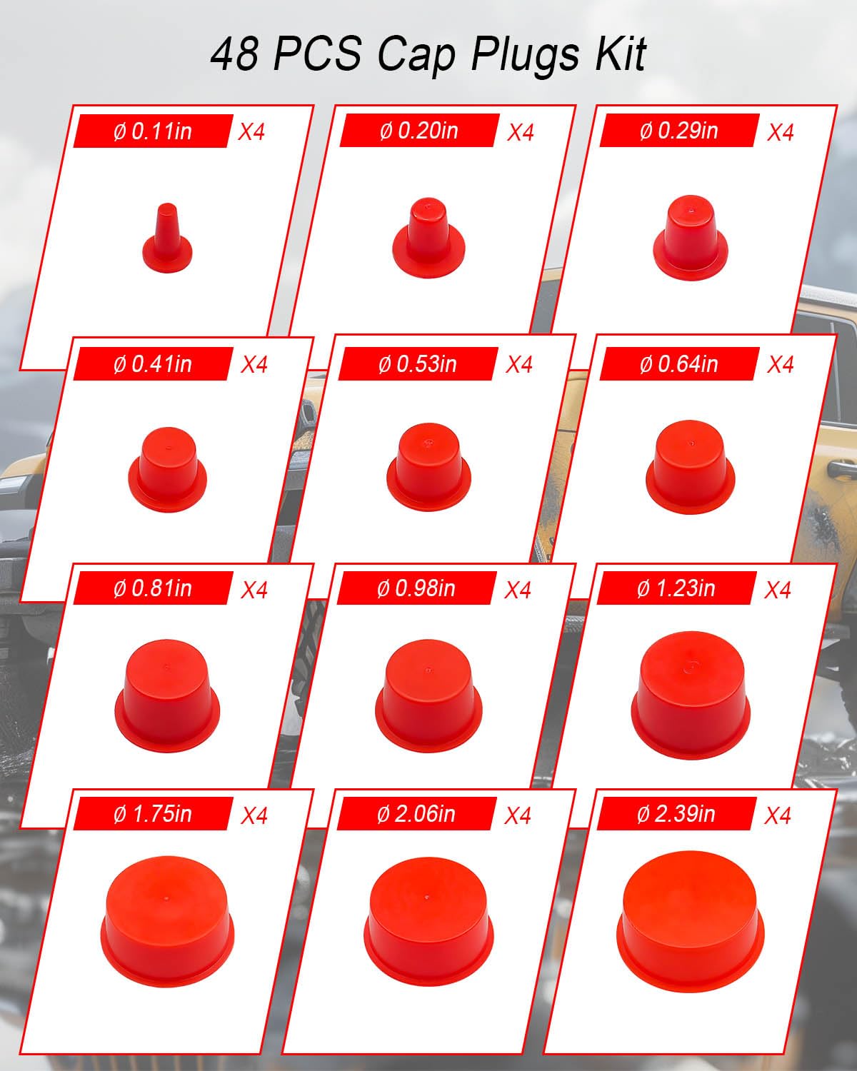Qnbes assorted cap plugs size array organized for quick selection benefit