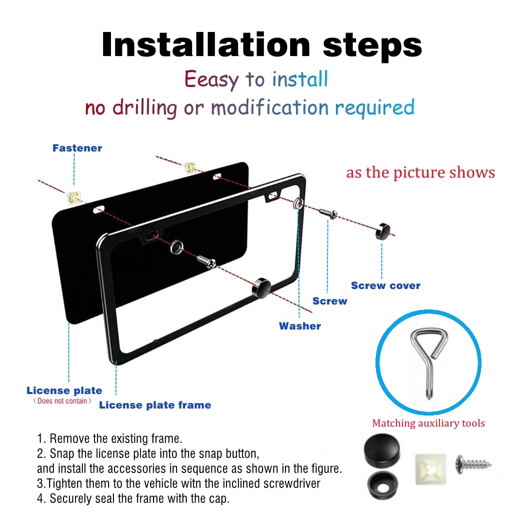 QOMAGO mounting hardware laid out with screwdriver showing easy install benefit