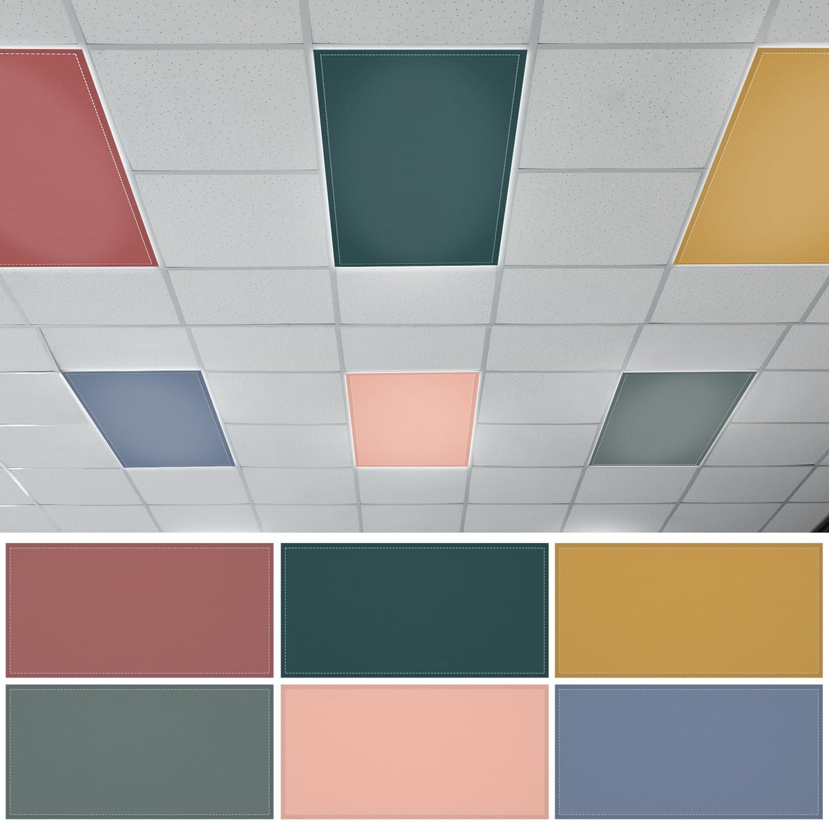 QOUBAI front view of six Morandi panels showing calming colors and neat packaging benefit