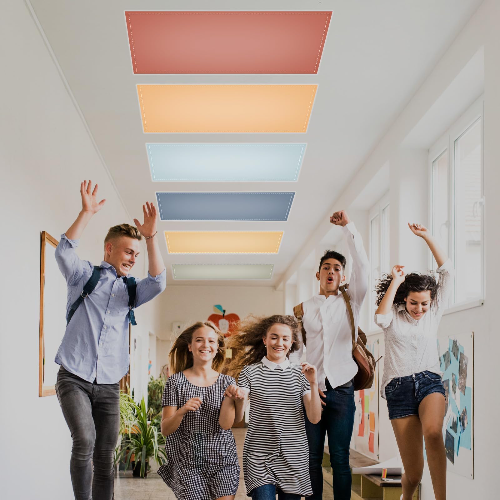 QOUBAI installed in office drop ceiling demonstrating reduced glare and improved ambiance