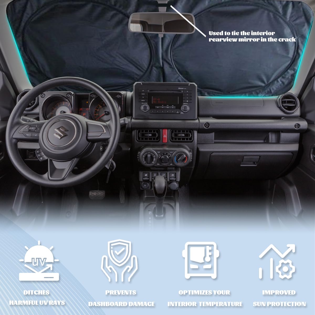 Qoueucc folded compact sunshade for easy storage and portability