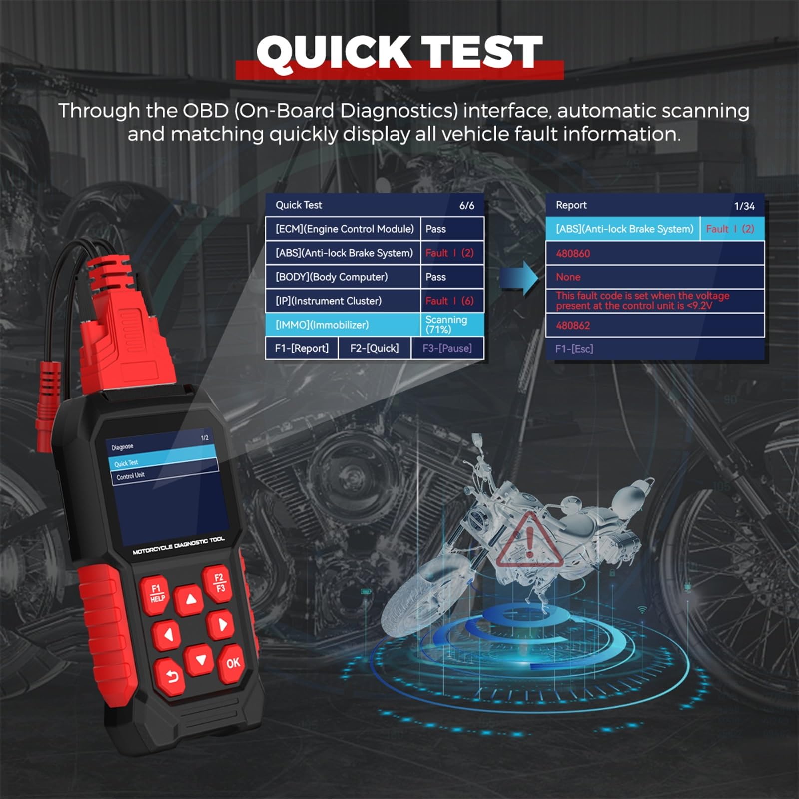 QPKING M4 used during ABS bleeding on supported Harley model, safer maintenance benefit
