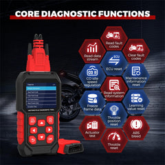 QPKING M4 connected to Harley 4P/6P cable for full-system diagnostics benefit