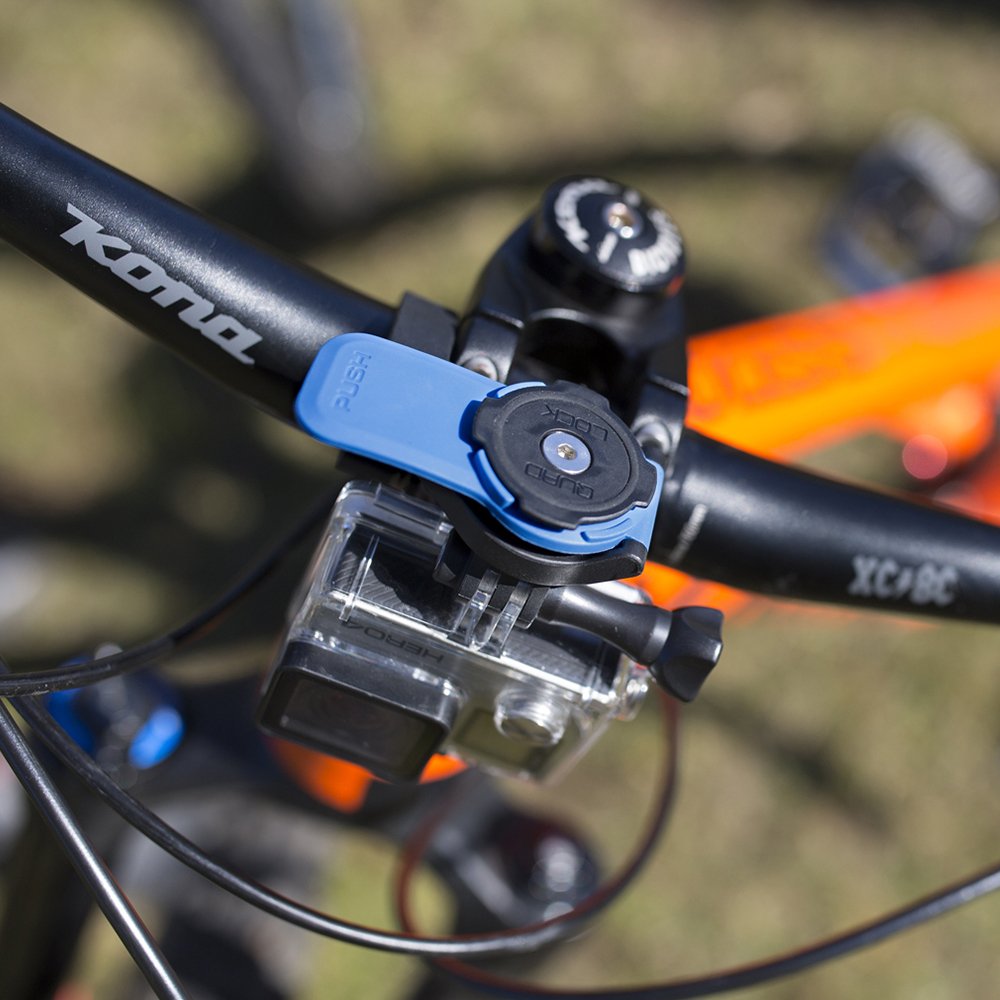 Quad Lock mounted on bike in ride setting showing improved visibility and hands-free use