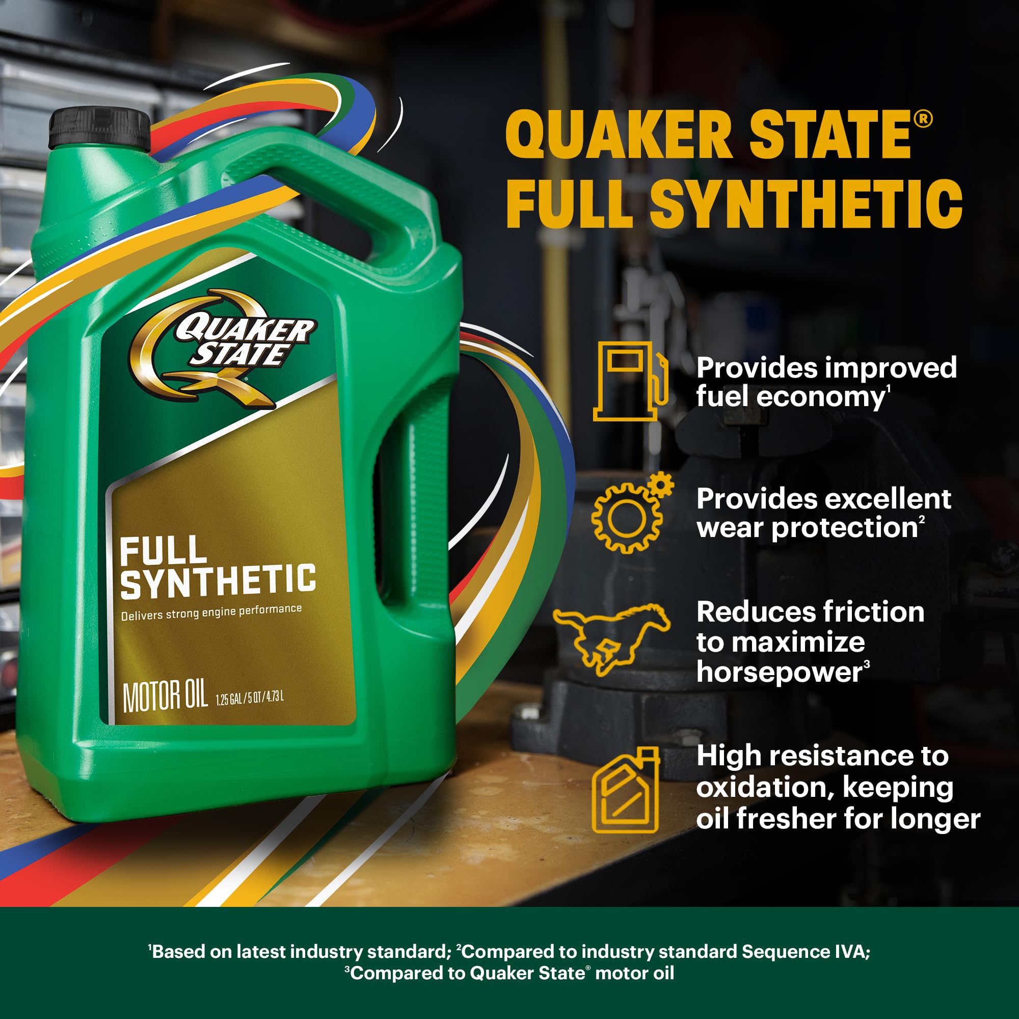 Quaker State oil pouring into engine bay to demonstrate proper use
