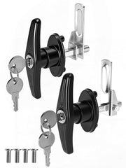 Quality Life front view of both T-handle locks showing complete pair and keys for quick replacement
