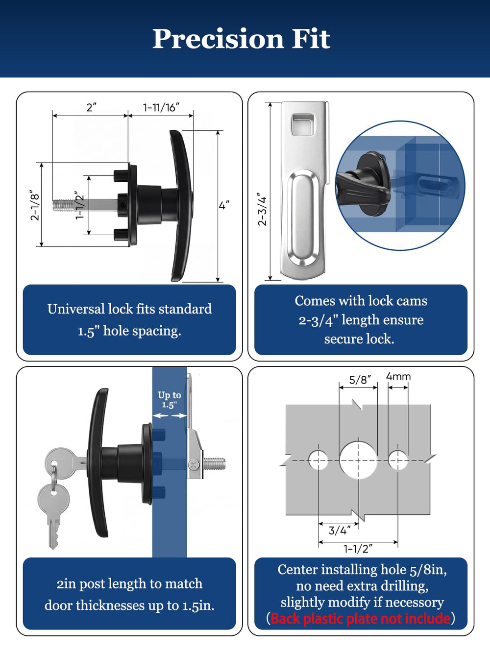 Quality Life locking cam with bolts displayed for clear installation guidance and secure fit