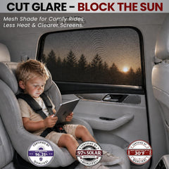 Qualizzi installed on SUV side window reducing glare and heat