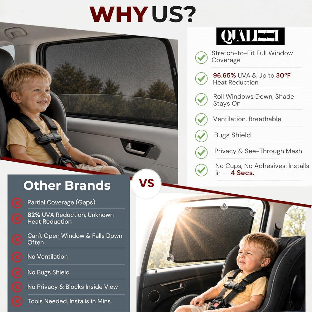 Qualizzi shade with window down demonstrating airflow and bug barrier