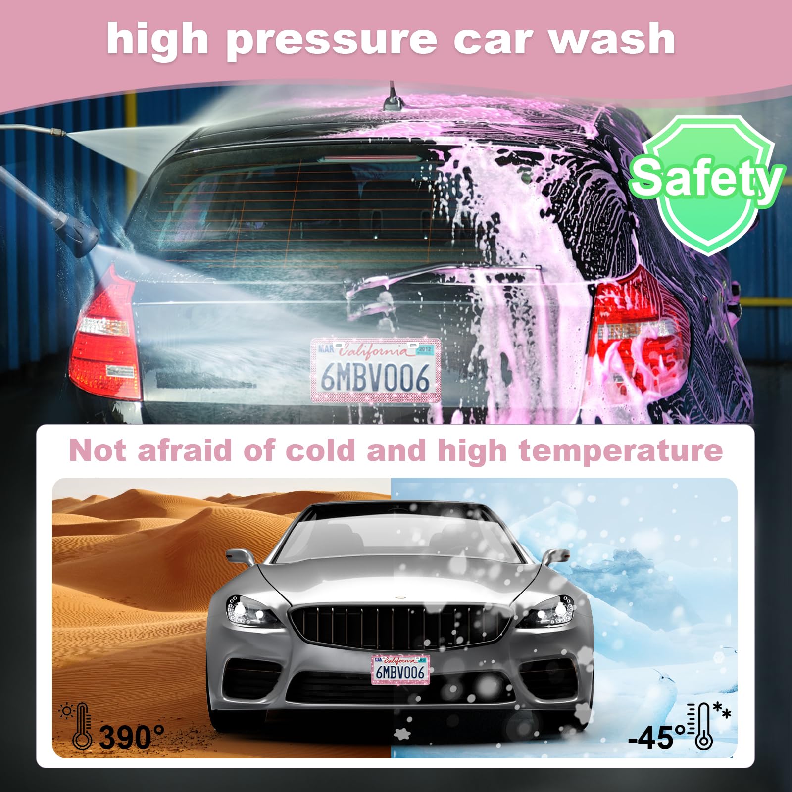 QUANQIUFEI license plate scale comparison showing standard fit and proper coverage