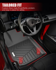 QUEYNOD driver-side fit closeup demonstrating secure, pedal-safe fit