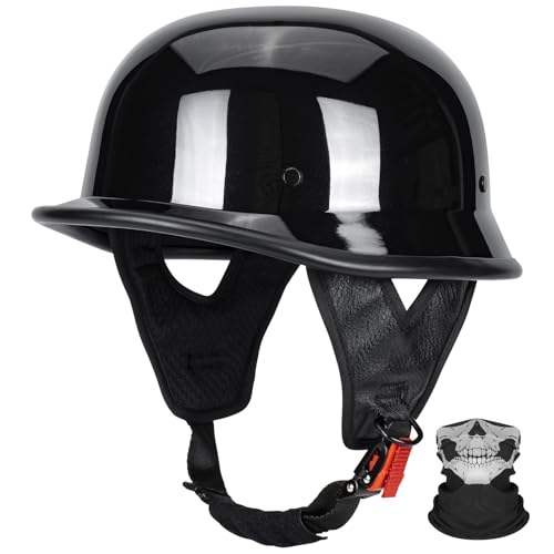 quickool front view gloss black helmet showing vintage look and road-legal style