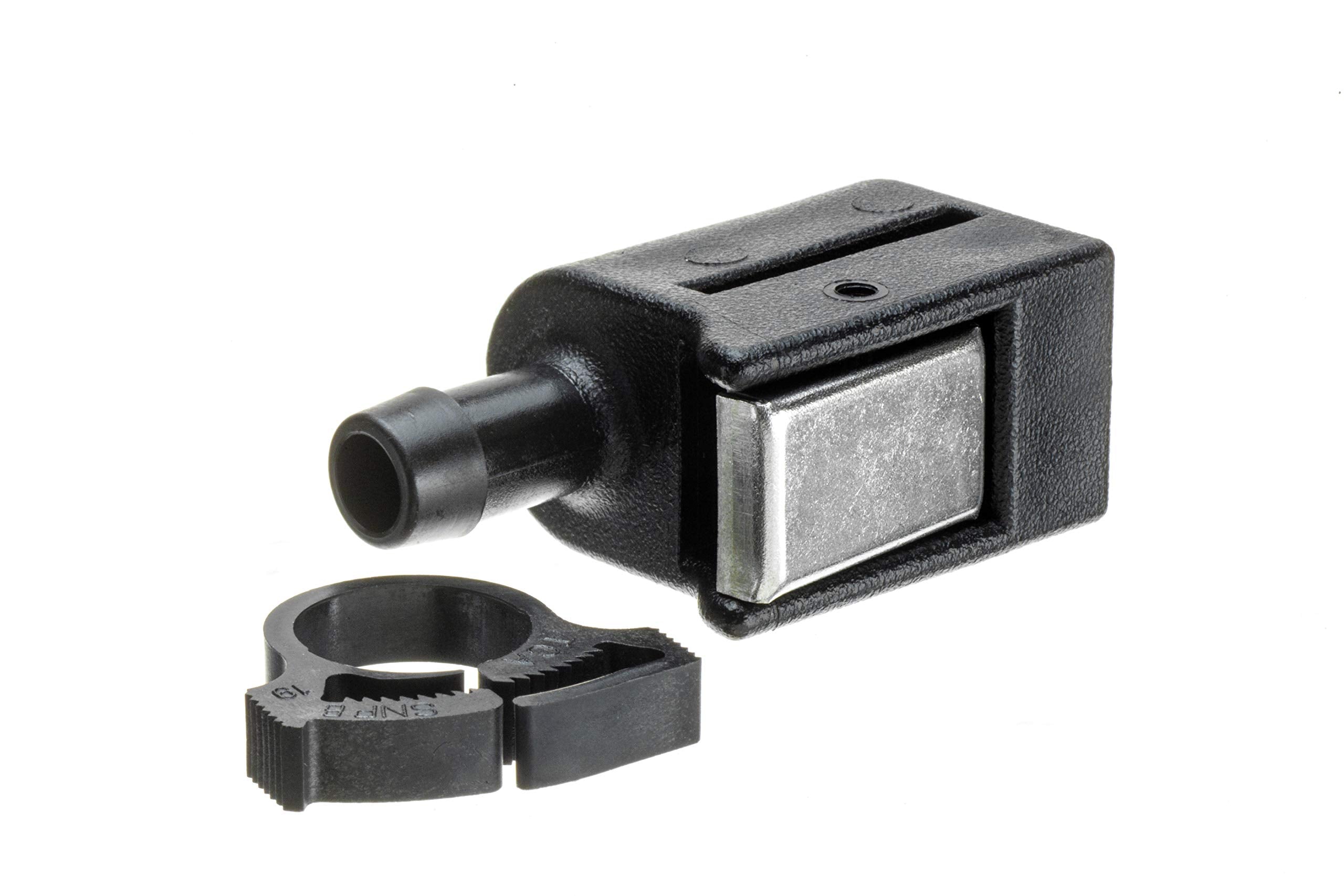 Quicksilver 13563Q3 connected to outboard fuel inlet, demonstrates easy clip-on use