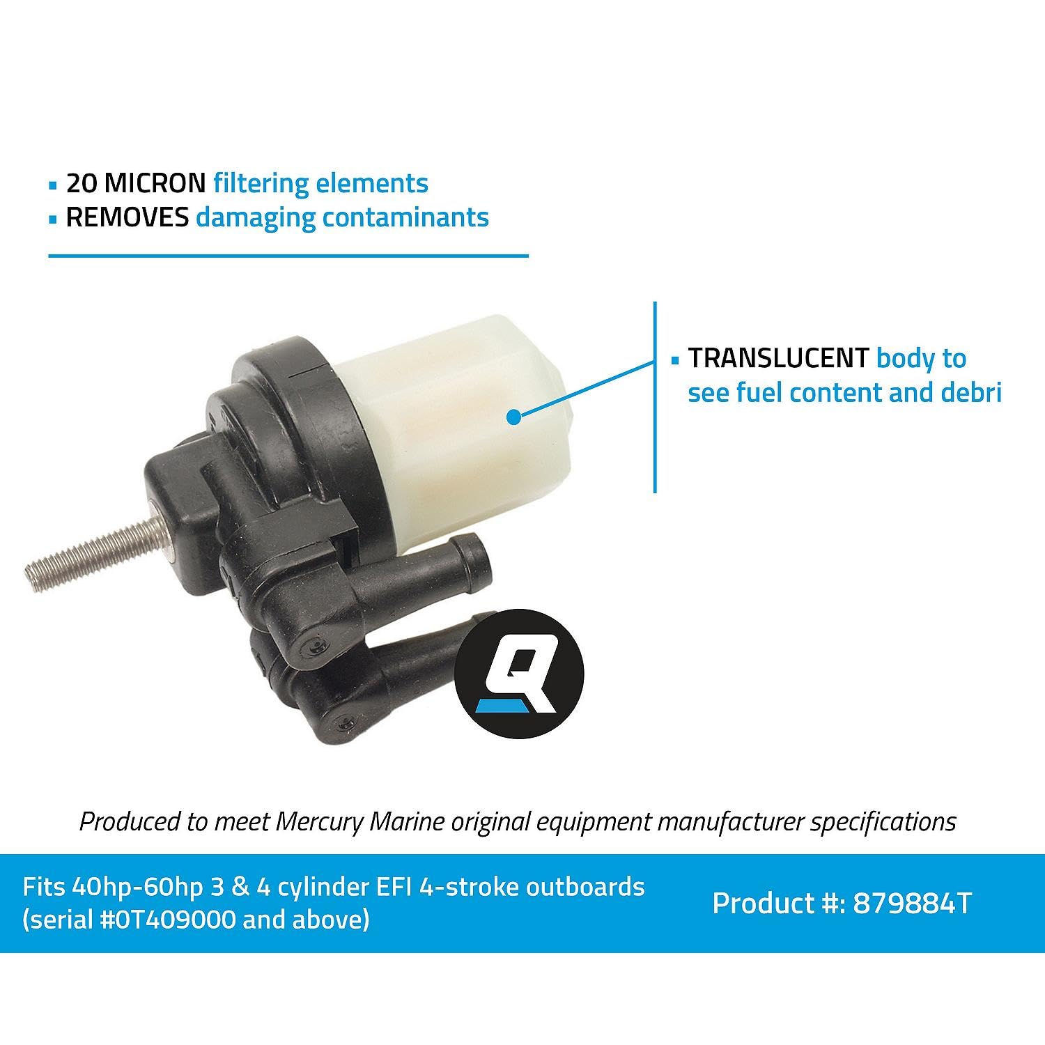 Quicksilver cartridge element detail highlighting filtration performance benefit