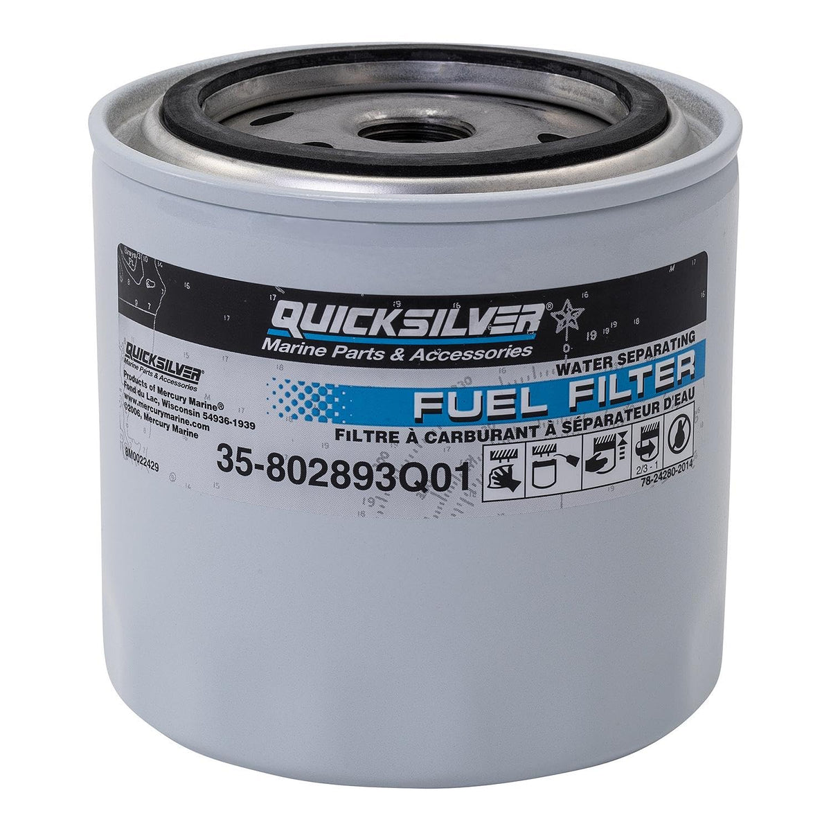 Quicksilver front packaging showing 802893Q01 filter and benefits