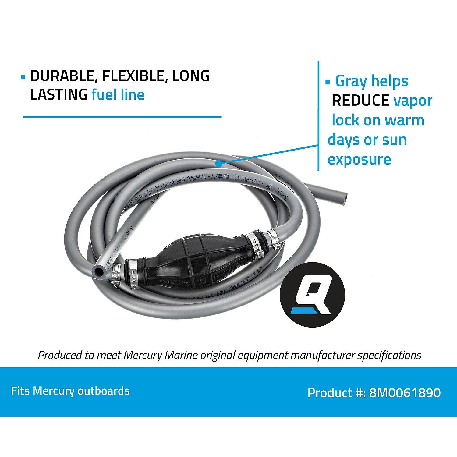 Quicksilver label and markings showing model info for correct part identification