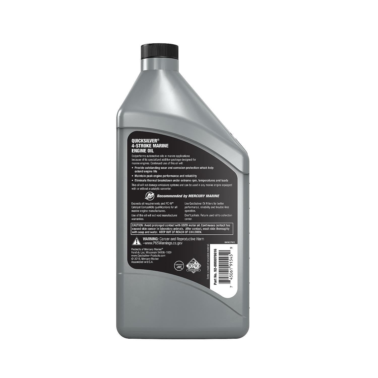 Quicksilver bottle in boat engine bay illustrating marine protection use