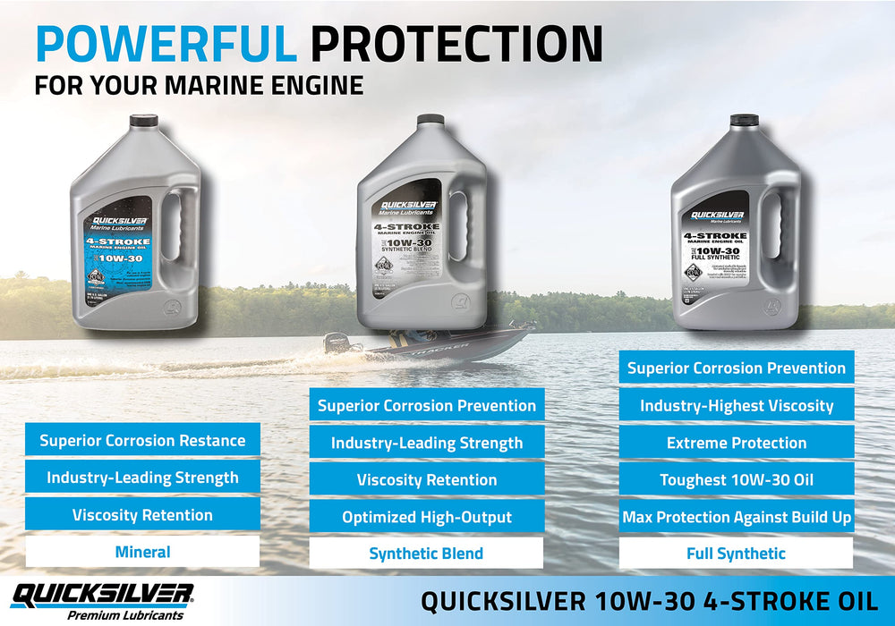 Quicksilver being poured into an outboard engine for safe lubrication