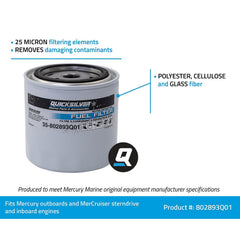 Quicksilver filter held in hand for size reference and easy replacement