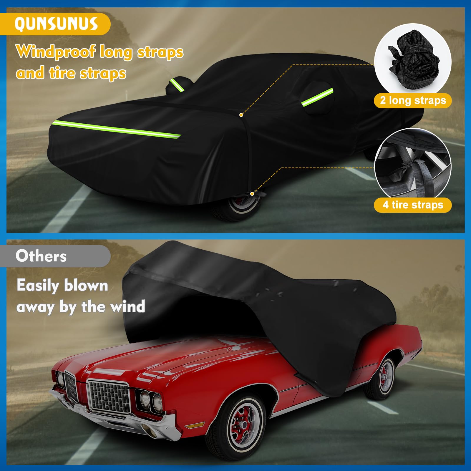 QUNSUNUS mirror pocket with driver-side zipper for easy access and mirror safety